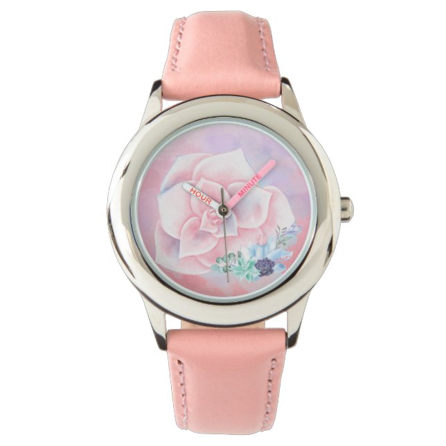 Waterverf Succulenten Horloge (Voorkant)