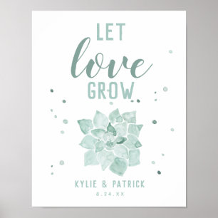 Waterverf Succulenten Laat Liefde Groeien Trouwbor Poster