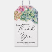 Waterverf Succulenten Zomer Baby shower Dank u Cadeaulabel (Voorkant)