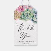 Waterverf Succulenten Zomer Baby shower Dank u Cadeaulabel (Achterkant)