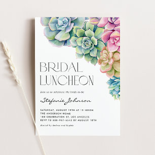 Waterverf Succulenten Zomer Bruids Luncheon Kaart