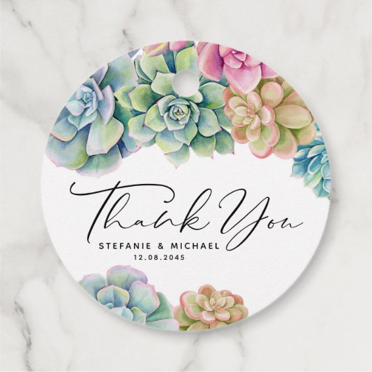 Waterverf Succulenten Zomer Bruiloft Dank u Bedankjes Labels (Achterkant)