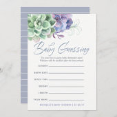 Waterverf Succulents Baby Predicents Game Kaart (Voorkant / Achterkant)