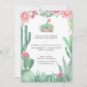 Waterverf Succulents Birthday Party Kaart (Voorkant)