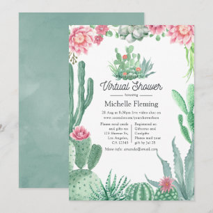 Waterverf Succulents Virtual Shower Kaart