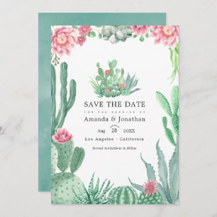 Waterverf Succulents Wedding Photo Save The Date