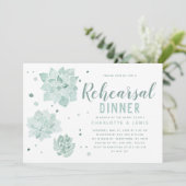 Waterverf Succulents Wedding Rehearsal Dinner Kaart (Staand voorkant)