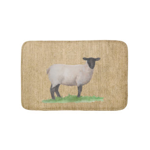 Waterverf Suffolk Sheep Badmat
