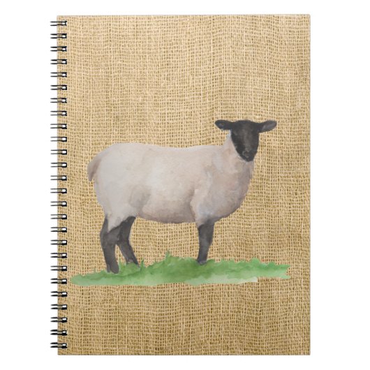 Waterverf Suffolk Sheep Notitieboek (Voorkant)