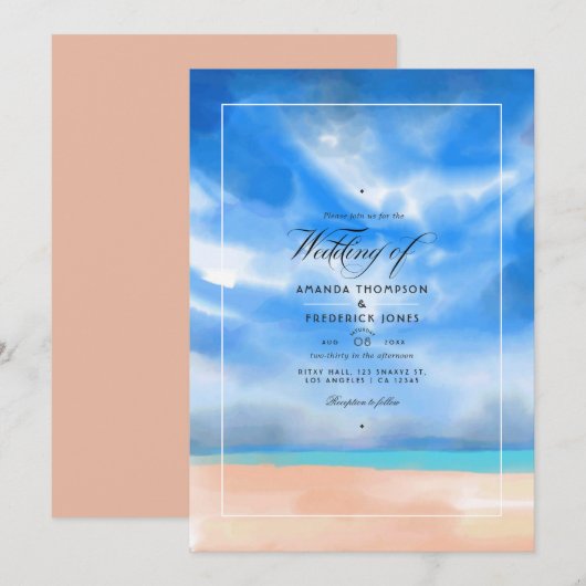 Waterverf Summer Beach Weddenschap Kaart (Voorkant / Achterkant)