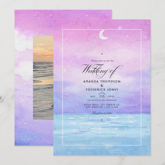 Waterverf Summer Beach Weddenschap Kaart (Voorkant / Achterkant)