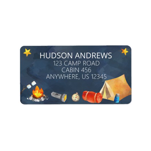 Waterverf Summer Camp Return Address Labels (Voorkant)