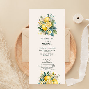  Waterverf Summer Citrus Wedding All In One Uitnodiging