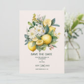  Waterverf Summer Citrus Wedding Save The Date (Staand voorkant)