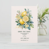 Waterverf Summer Citrus Wedding Save The Date (Staand voorkant)