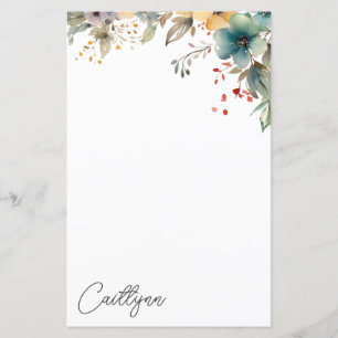 Waterverf Summer Flowers Personalized Stationery