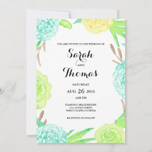 Waterverf Summer Flowers Wedding Kaart