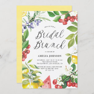 Waterverf Summer Fruits Floral Bridal Brunch Kaart