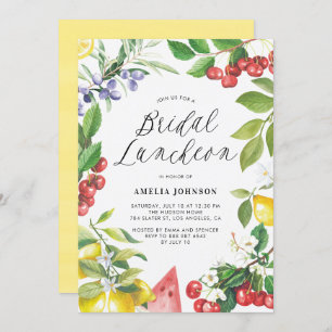 Waterverf Summer Fruits Floral Bridal Luncheon Kaart