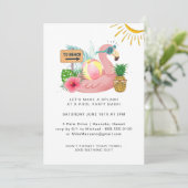 Waterverf Summer Pool Party Invitation Kaart (Staand voorkant)