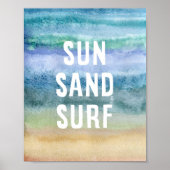 Waterverf Sun Sand Surf Nursery Art Print (Voorkant)