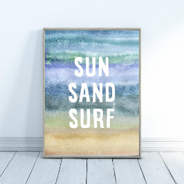 Waterverf Sun Sand Surf Nursery Art Print