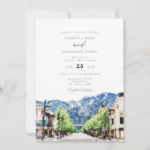 Waterverf Sun Valley Idaho Skyline Town Wedding Kaart (Voorkant)
