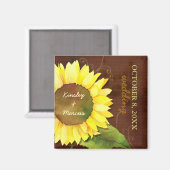 Waterverf Sunflower Autumn Wedding Save the Date Magneet (Voorkant / Achterkant)