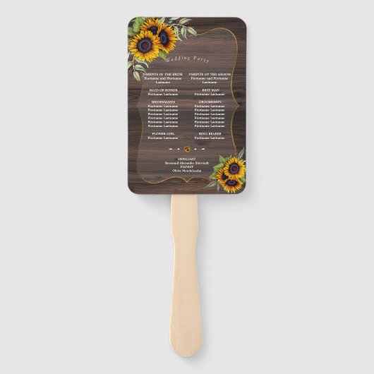 Waterverf Sunflower Barn Lijst Wedding Program Handwaaier (Achterkant)