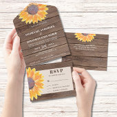 Waterverf Sunflower Barn Wood All In One Uitnodiging