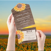 Waterverf Sunflower Barn Wood All In One Uitnodiging