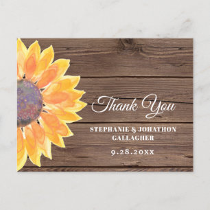 Waterverf Sunflower Barn Wood Dank u Briefkaart