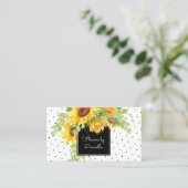 Waterverf Sunflower Bouquet en Polka Dots Visitekaartje (Staand voorkant)