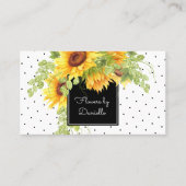 Waterverf Sunflower Bouquet en Polka Dots Visitekaartje (Voorkant)