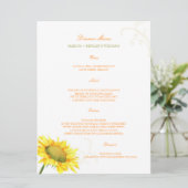 Waterverf Sunflower Country Weddenschap Menu (Staand voorkant)