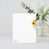 Waterverf Sunflower Custom Note (Staand voorkant)