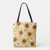 Waterverf Sunflower en Daisy Pattern Draagtas (Achterkant)