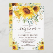 Waterverf Sunflower Greenery Garden Baby shower Kaart (Voorkant / Achterkant)