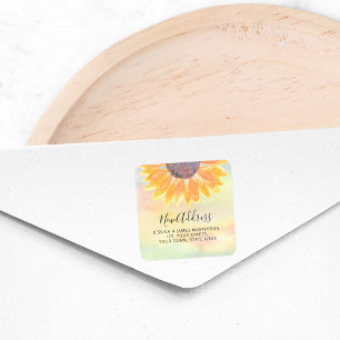 Waterverf Sunflower New Address Square Sticker