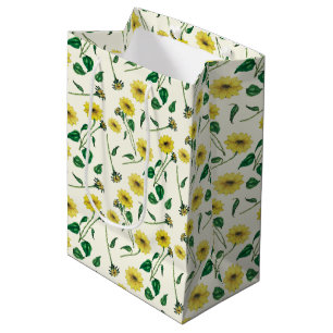 Waterverf Sunflower Pattern Gift Bag Medium Cadeauzakje