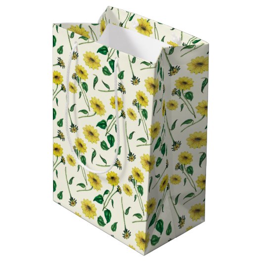 Waterverf Sunflower Pattern Gift Bag Medium Cadeauzakje (Achterkant Gekanteld)