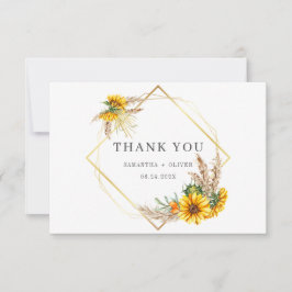 Waterverf Sunflower Rustic Wedding Bedankkaart