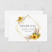 Waterverf Sunflower Rustic Wedding Bedankkaart (Voorkant / Achterkant)