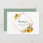 Waterverf Sunflower Rustic Wedding Bedankkaart (Voorkant / Achterkant)