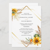 Waterverf Sunflower Rustic Wedding Kaart (Voorkant / Achterkant)