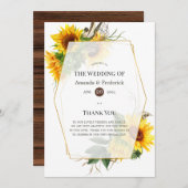 Waterverf Sunflower Rustic Wedding Programma (Voorkant / Achterkant)
