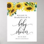 Waterverf Sunflower Summer Baby shower Welkom Poster (Voorkant)