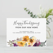 Waterverf Sunflower Thanksgiving Nieuw adres Aankondiging (Staand voorkant)