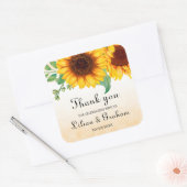 Waterverf Sunflower Wedding Vierkante Sticker (Envelop)