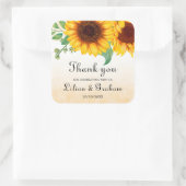 Waterverf Sunflower Wedding Vierkante Sticker (Tas)